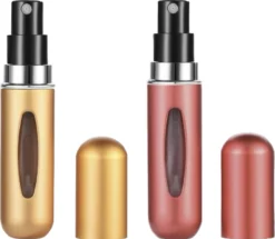 Merkloos Hervulbare Parfumflesjes - Goud + Rood- 5ML - Verstuiver - Navulbaar