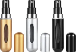 Merkloos Hervulbare Parfumflesjes - Goud + Zilver + Zwart - 5ML - Verstuiver - Navulbaar